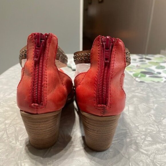 SPIRAL Burnt Orange & Brown Leather Heels Made in Spain. Sz 36 - Picture 5 of 6